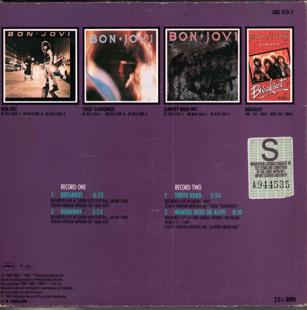Bon Jovi - Live On Tour - Double 7 Inch