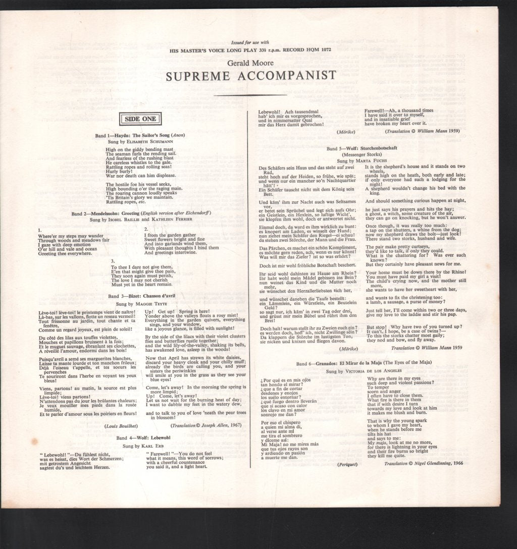Gerald Moore - Supreme Accompanist - Lp