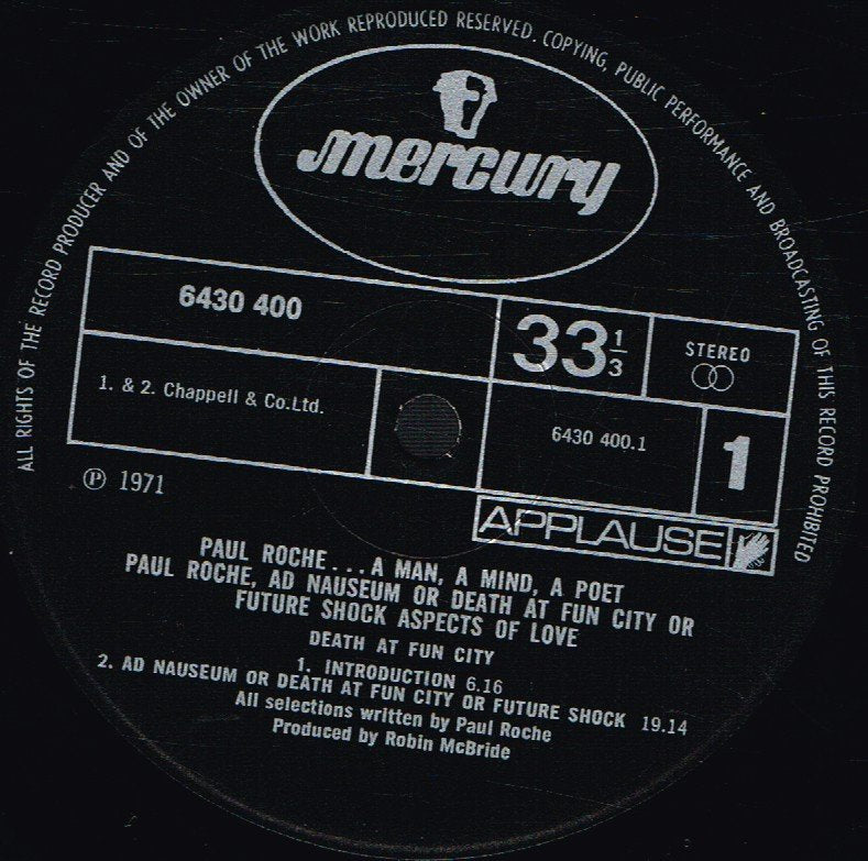 Paul Roche - Ad Nauseum Or Death At Fun City Or Future Shock - Lp