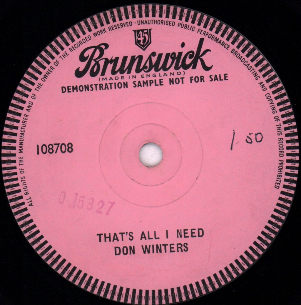 Don Winters - that's all i need - 7 Inch