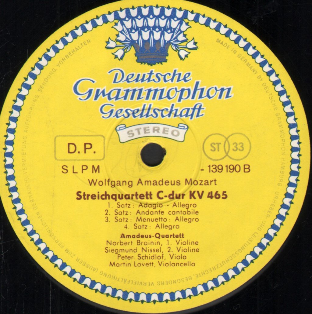 Amadeus-Quartett - Wolfgang Amadeus Mozart - Streichquartette D-Moll KV 421 Und C-Dur KV 465 - Lp