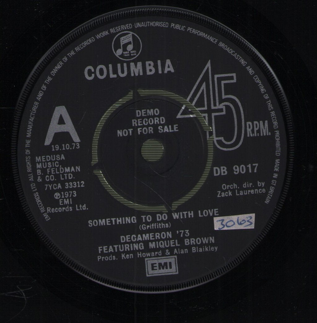 Decameron '73 featuring Miquel Brown - Something To Do With Love - 7 Inch