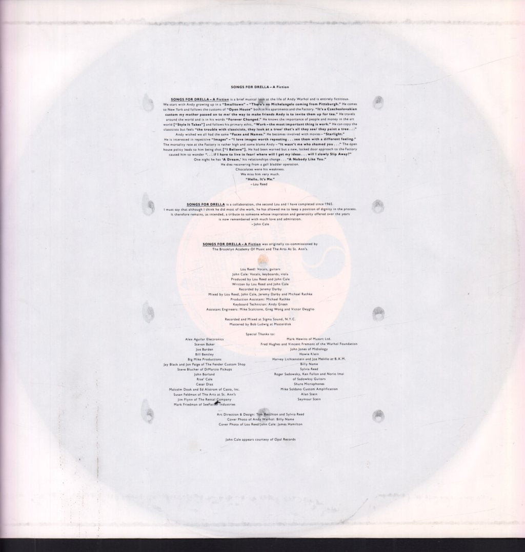 Lou Reed And John Cale - Songs For Drella - Lp