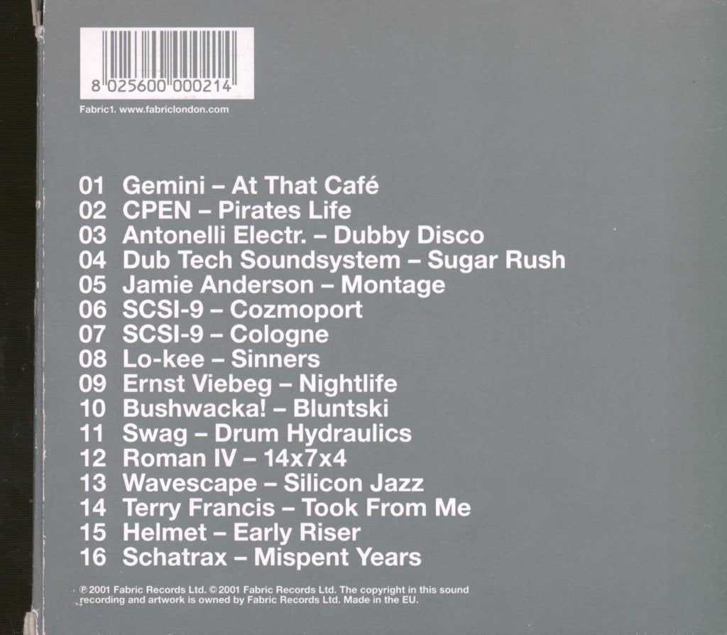 Craig Richards - Fabric 01 - Cd
