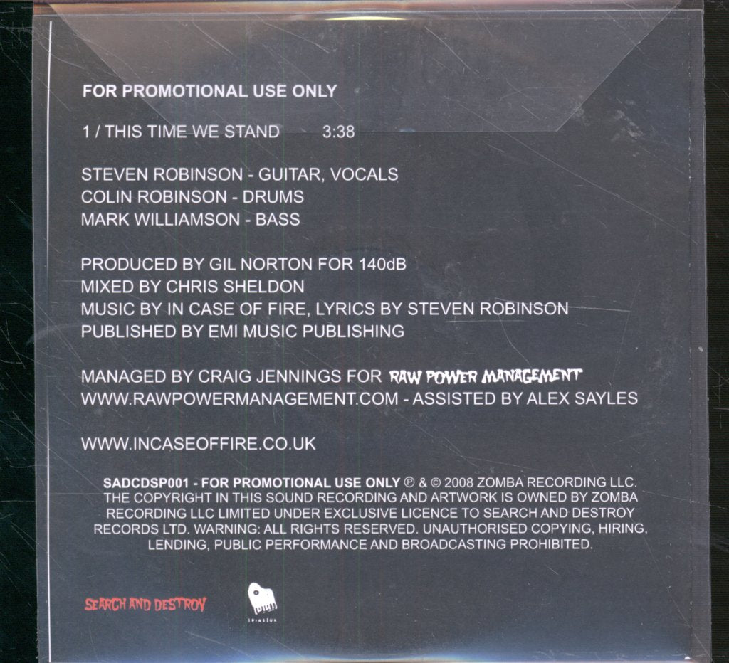 In Case Of Fire - This Time We Stand - Cdr