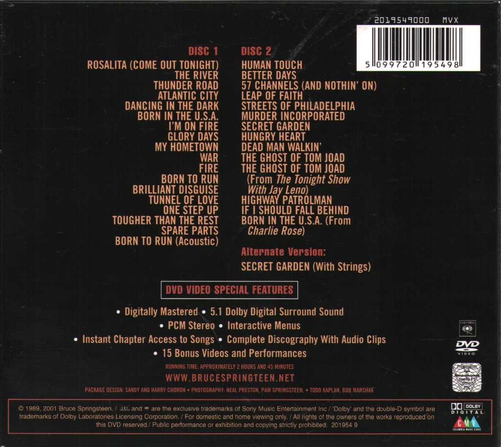 Bruce Springsteen - Complete Video Anthology / 1978-2000 - Double Dvd