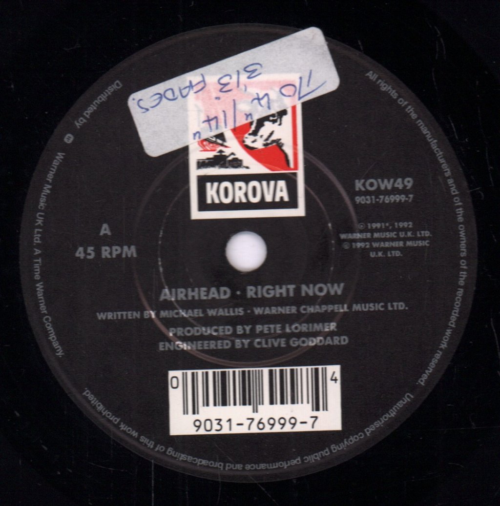 Airhead - Right Now - 7 Inch