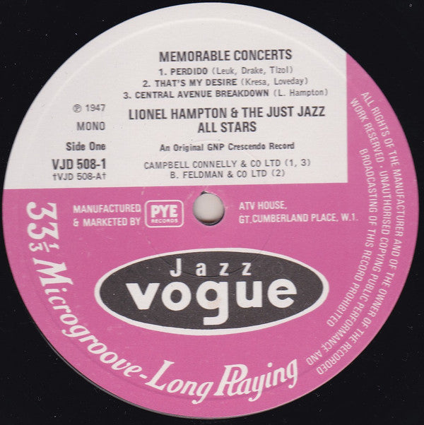 Lionel Hampton - Memorable Concerts - Lp