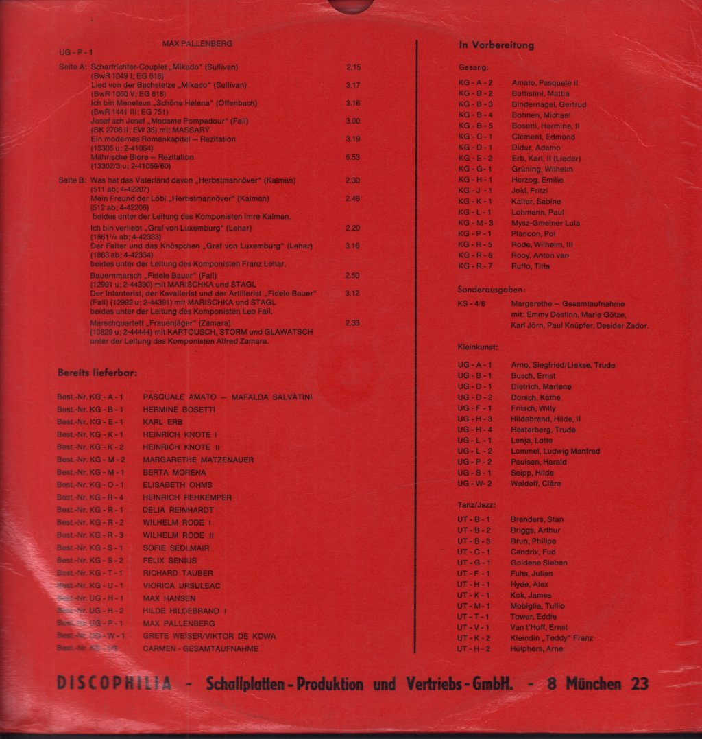 max pallenberg - serie fur liebhaber und sammler - Lp