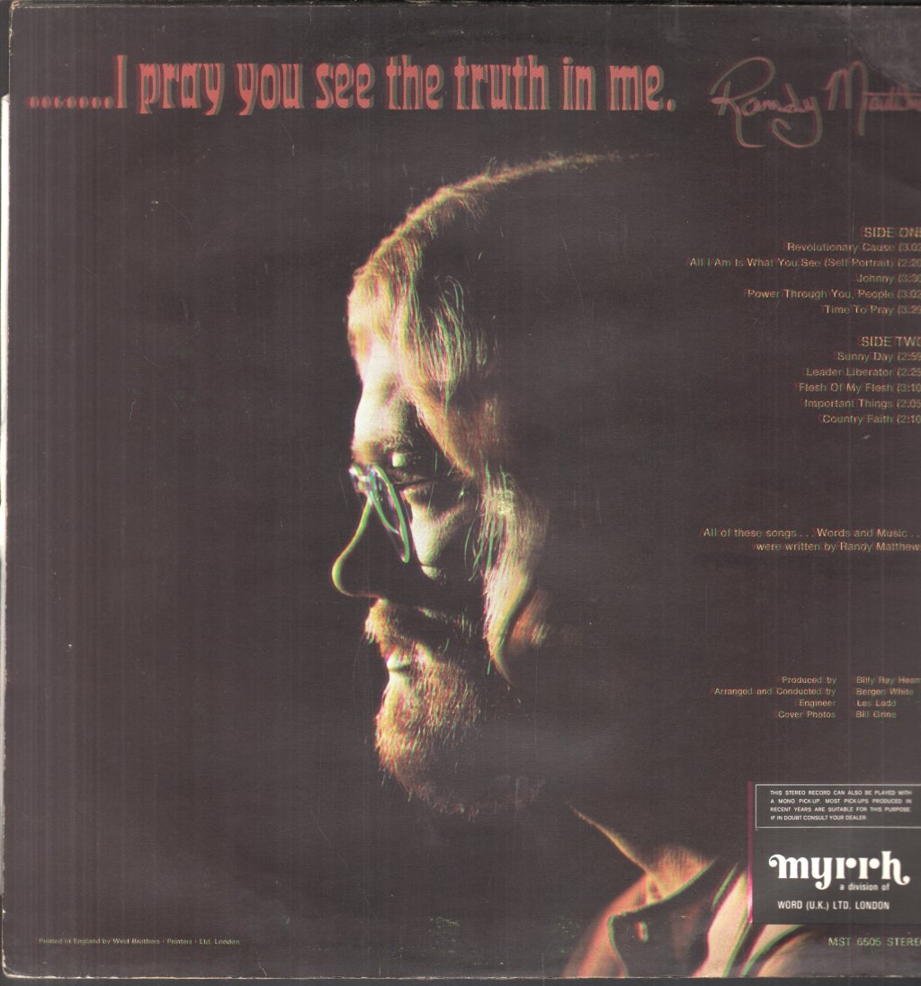 Randy Matthews - All I Am Is What You See - Lp