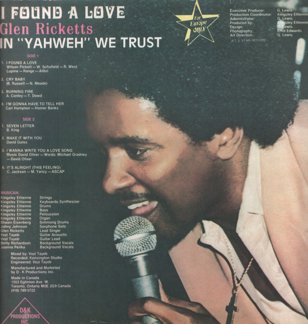 Glen Ricketts - I Found A Love - Lp