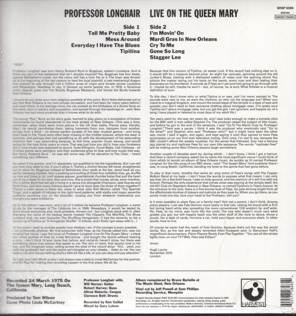 Professor Longhair - Live On The Queen Mary - Lp
