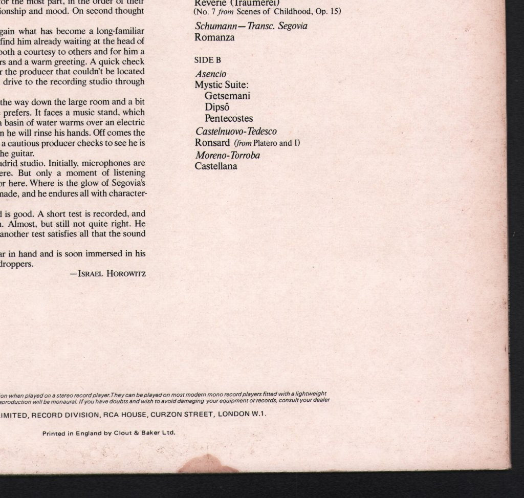 Segovia - Reveries - Lp