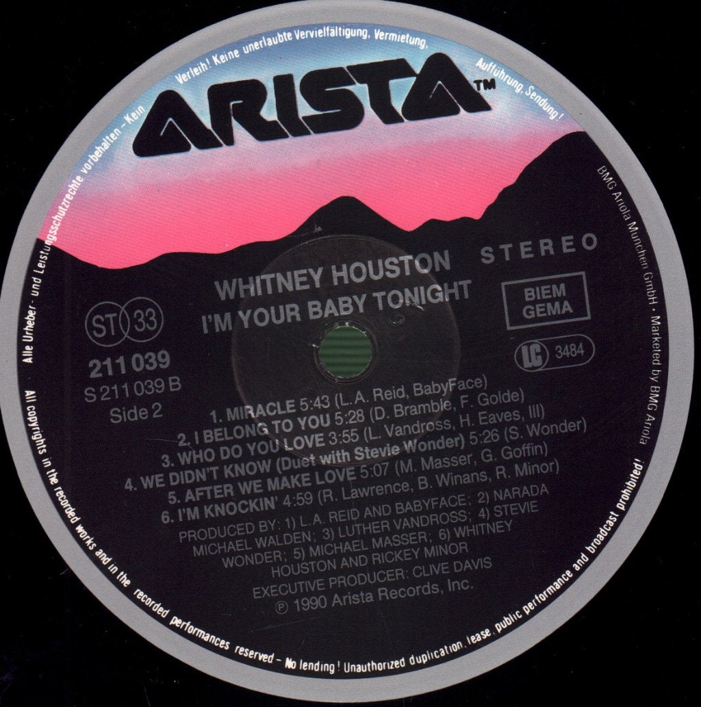 Whitney Houston - I'm Your Baby Tonight - Lp