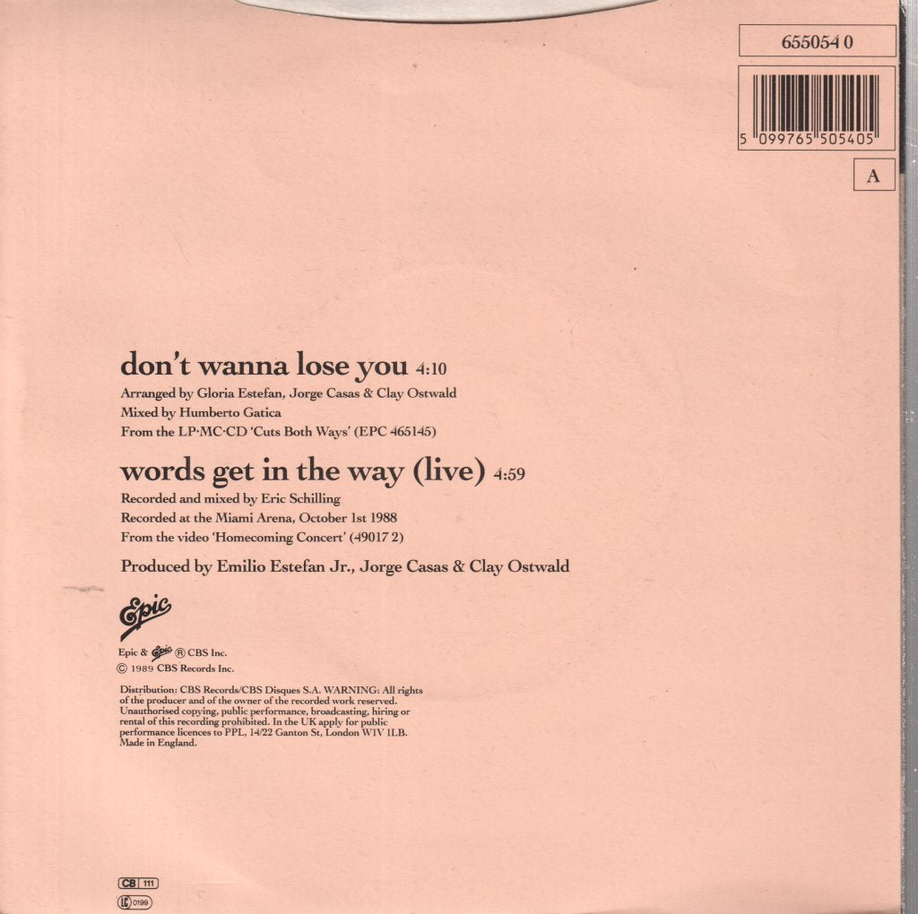 Gloria Estefan - Don't Wanna Lose You - 7 Inch