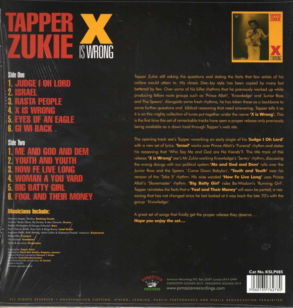Tapper Zukie - X Is Wrong - Lp