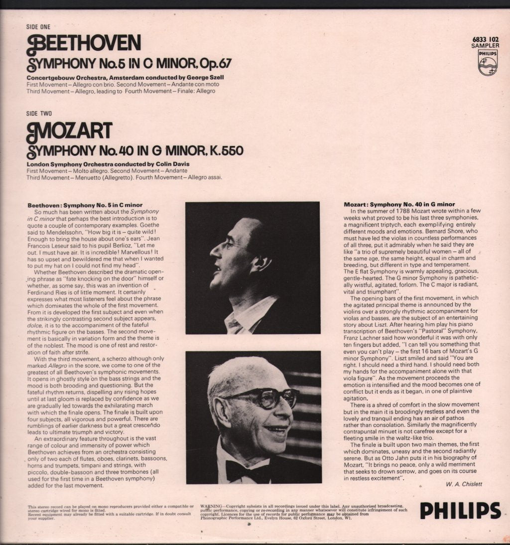 George Szell / Concertgebouw Orchestra, Amsterdam - Beethoven - Symphony No.5 / Mozart - Symphony No.40 - Lp