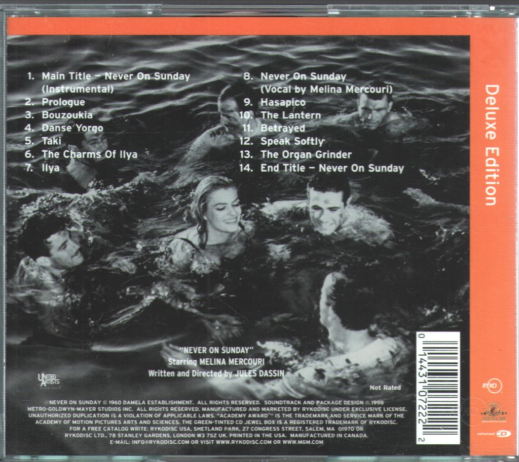Manos Hadjidakis - Never On Sunday - Cd