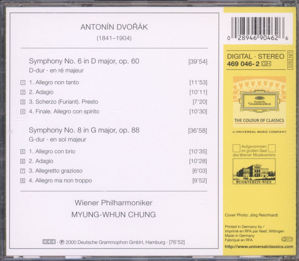 Wiener Philharmoniker, Myung-Whun Chung - Dvořák - Symphonies Nos. 6 & 8 - Cd