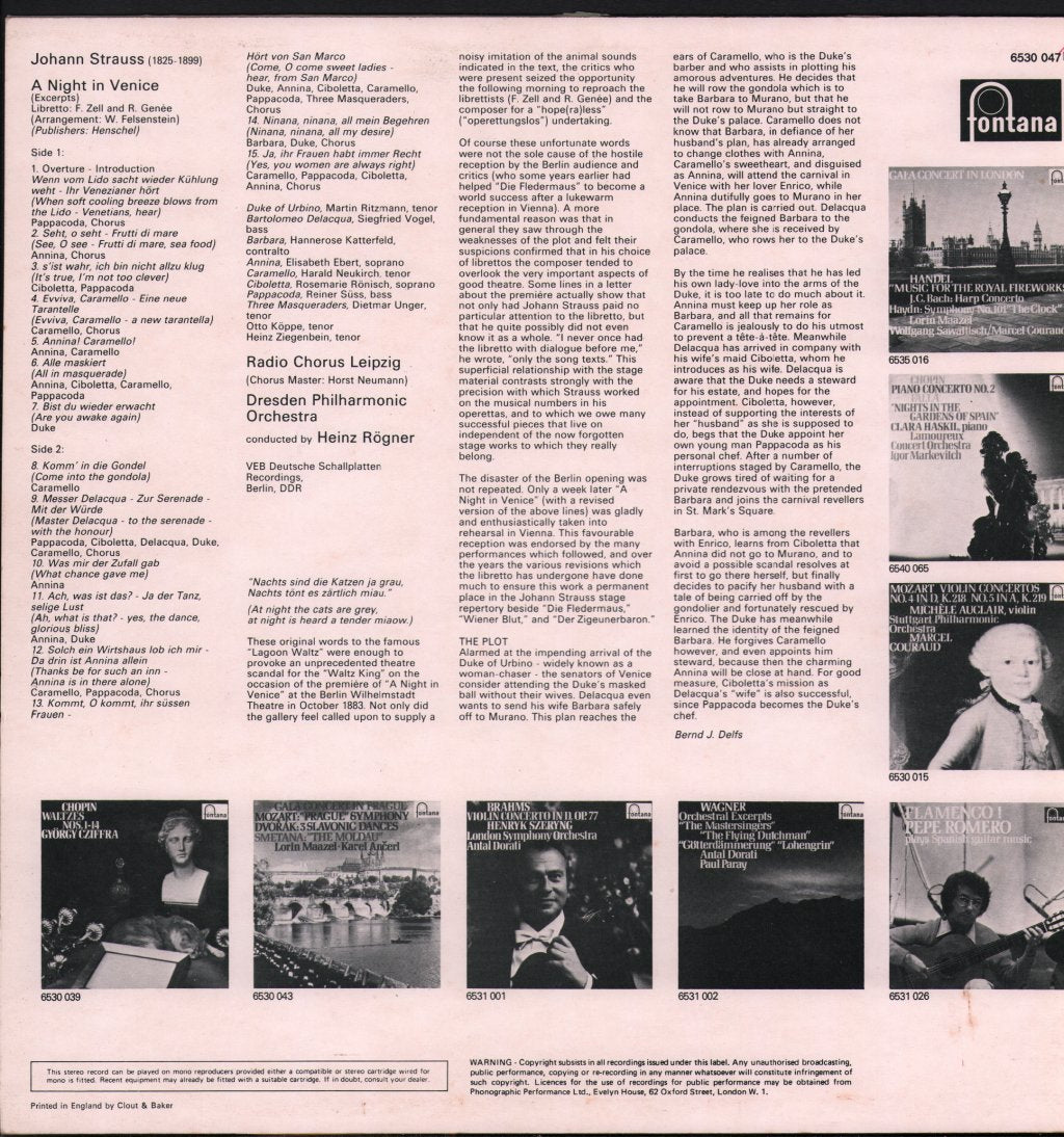 Dresden Philharmonic Orchestra / Harald Neukirch / Reiner Suss - Johann Strauss - A Night In Venice - Eine Nacht In Venedig - excerpts - Lp