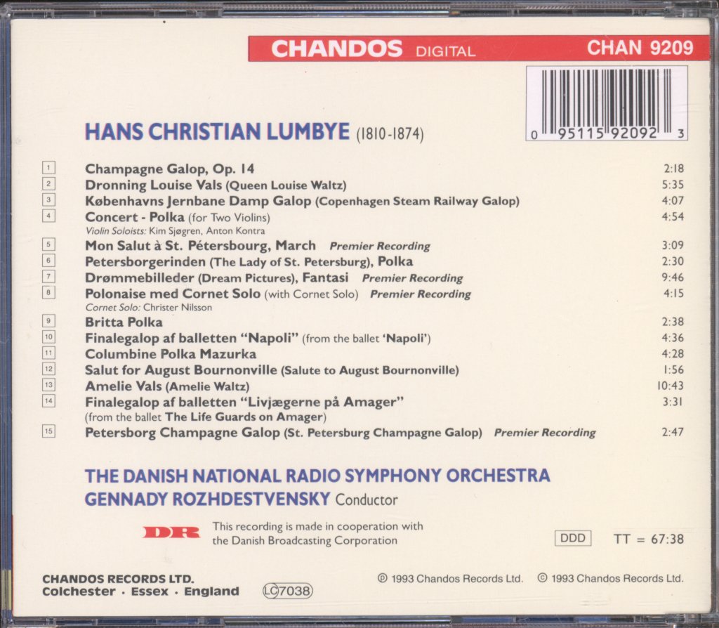 Danish National Radio Symphony Orchestra, Gennady Rozhdestvensky - Hans Christian Lumbye - Champagne Galop (Polkas, Mazurkas And Waltzes Of Hans Christian Lumbye) - Cd