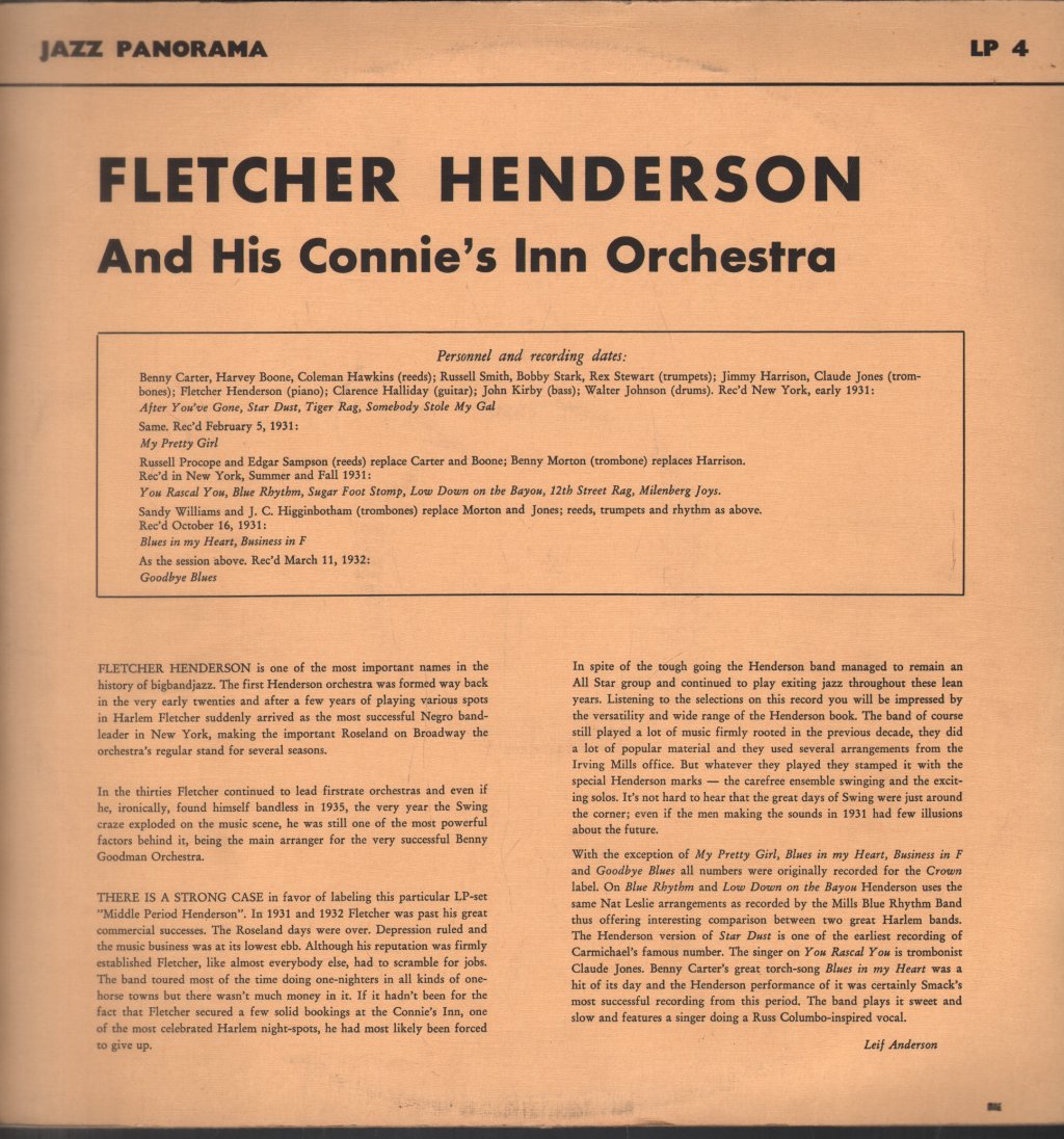 Connie's Inn Orchestra - Connie's Inn Orchestra Fletcher Henderson 1931 - Lp