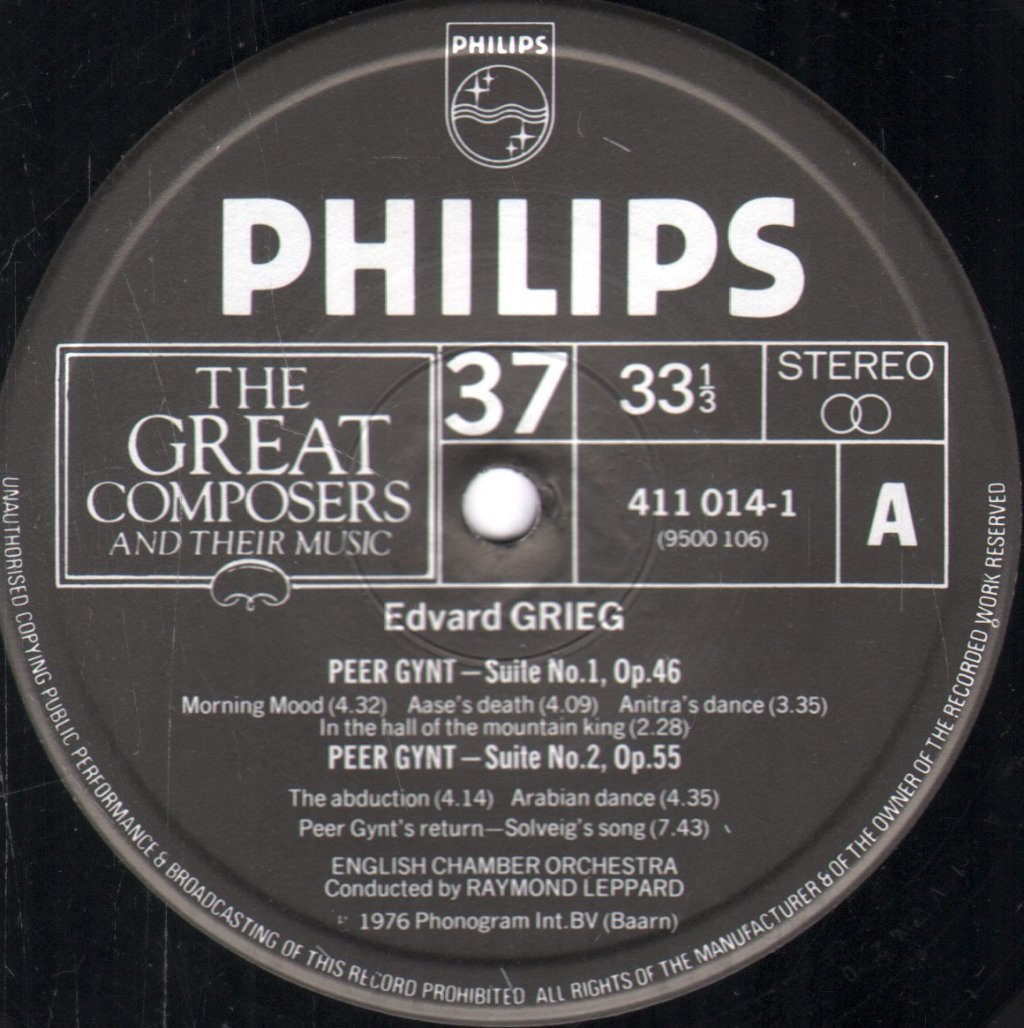 Raymond Leppard / English Chamber Orchestra - Grieg - Peer Gynt Suites Nos.1 And 2 - Lp