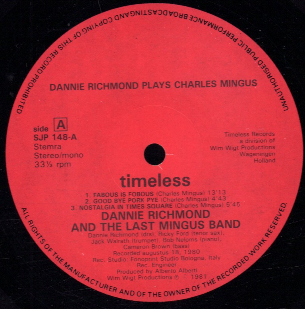 Dannie Richmond And The Last Mingus Band - Plays Charles Mingus - Lp