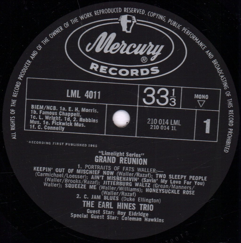 Earl Hines Trio - Grand Reunion - Lp