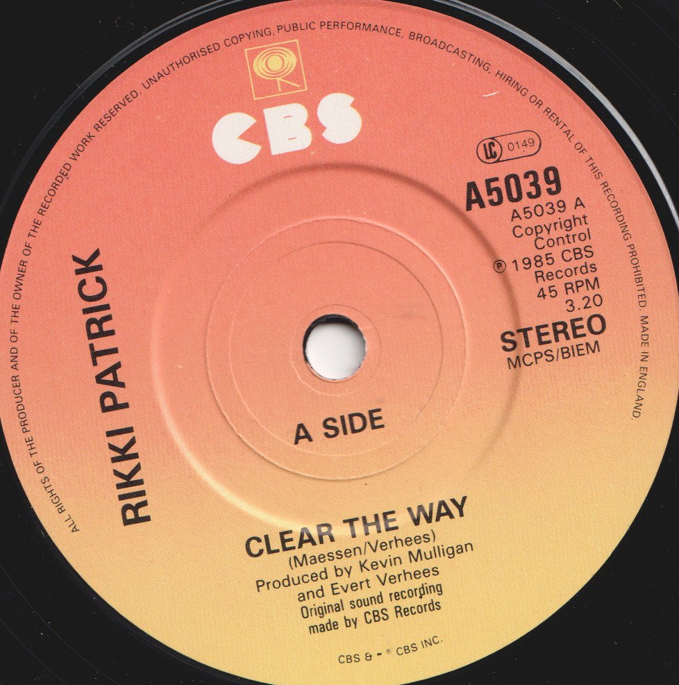 Rikki Patrick - Clear The Way - 7 Inch