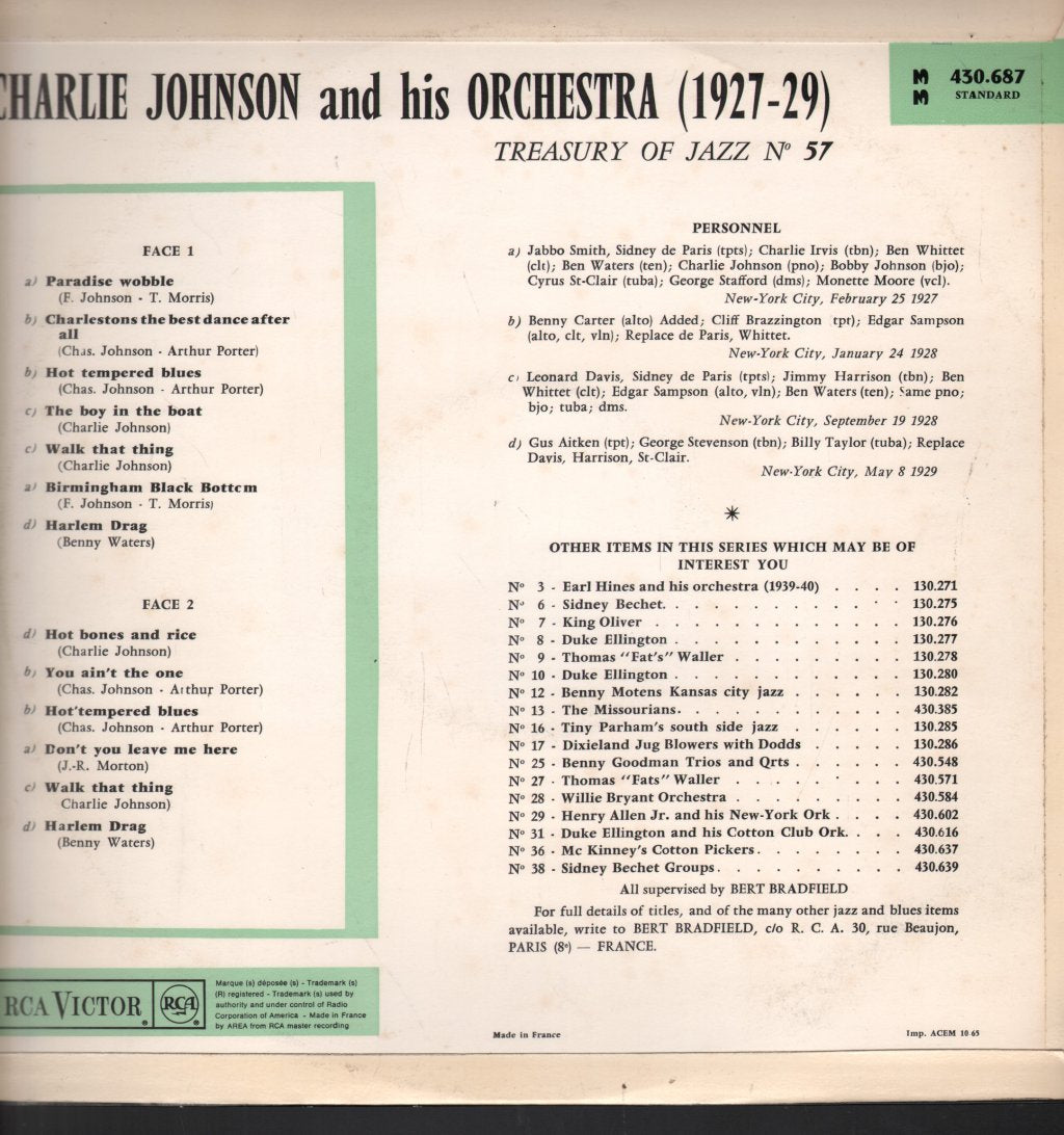 Charlie Johnson and His Orchestra - Treasury of Jazz no 57 - Lp