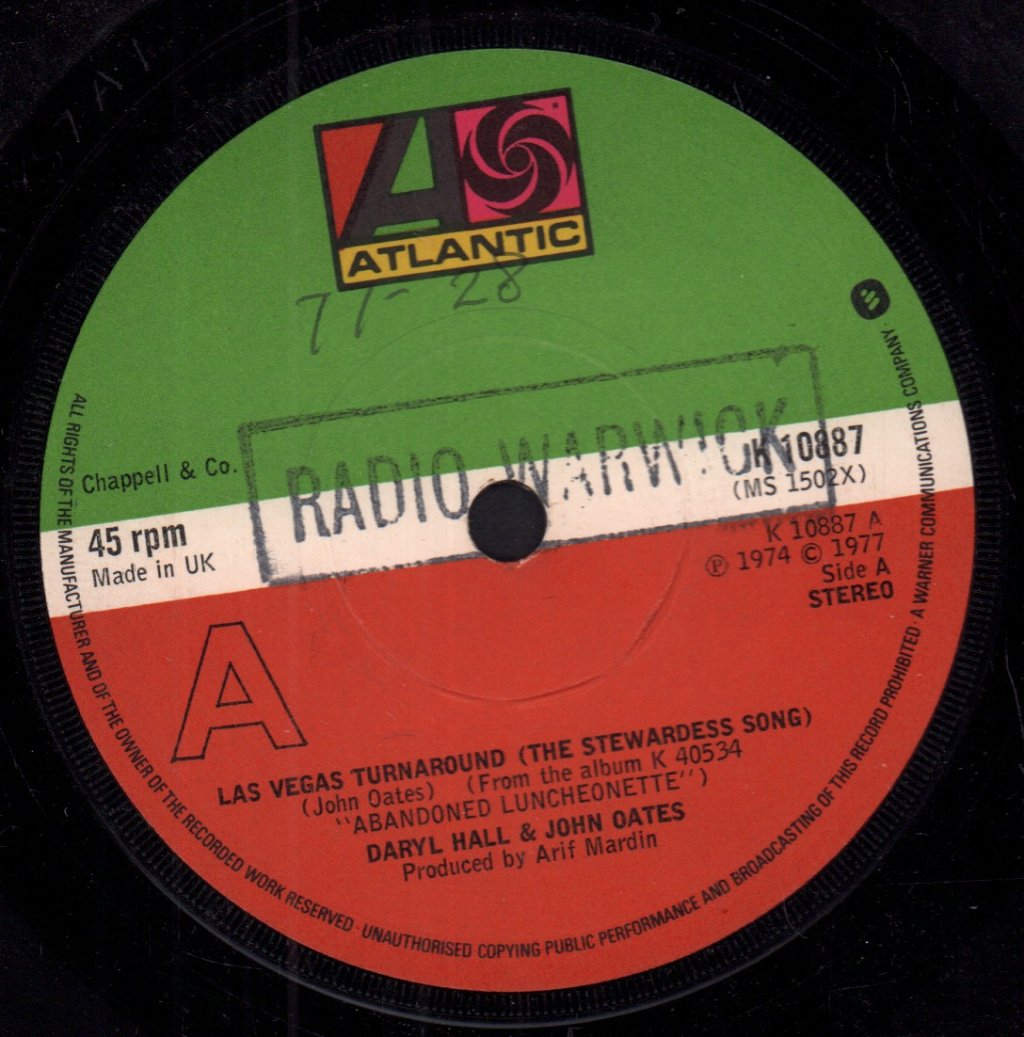 Hall And Oates - Las Vegas Turnaround The Stewardess Song - 7 Inch