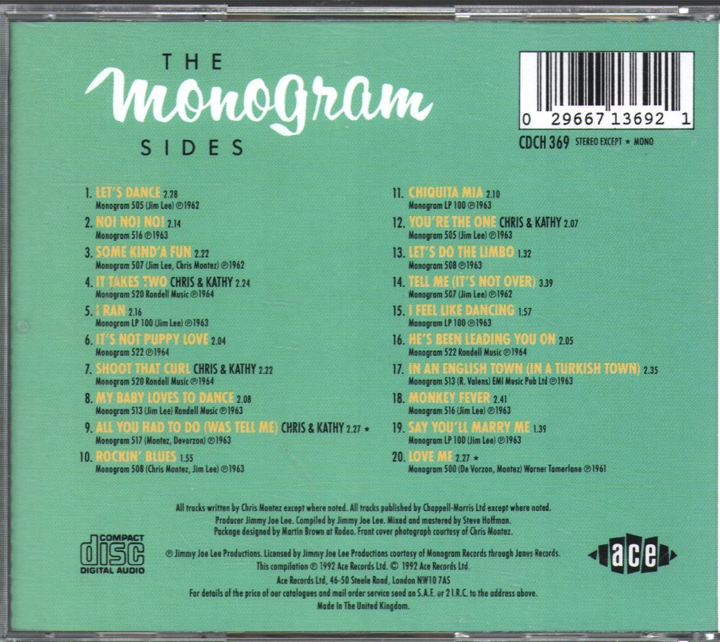 Chris Montez - Let's Dance! The Monogram Sides - Cd