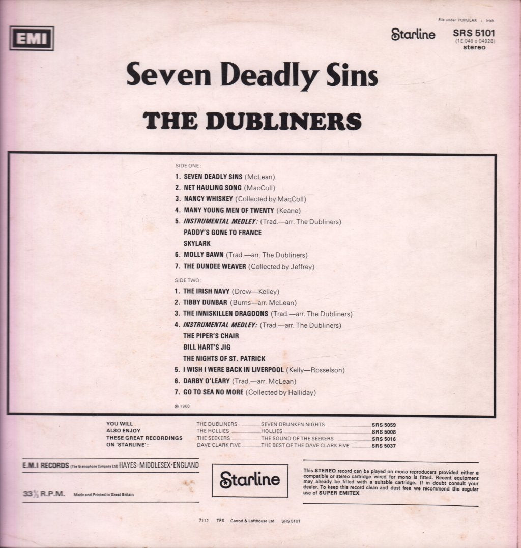 Dubliners - Seven Deadly Sins - Lp