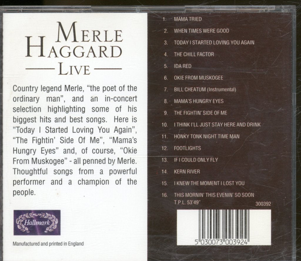 Merle Haggard - Live - Cd