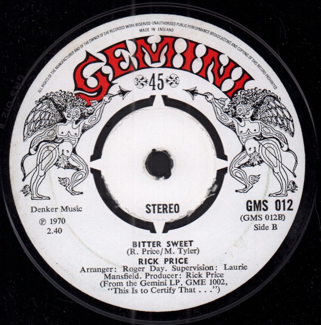 Rick Price (Ex Move Member) - Davey Has No Dad - 7 Inch