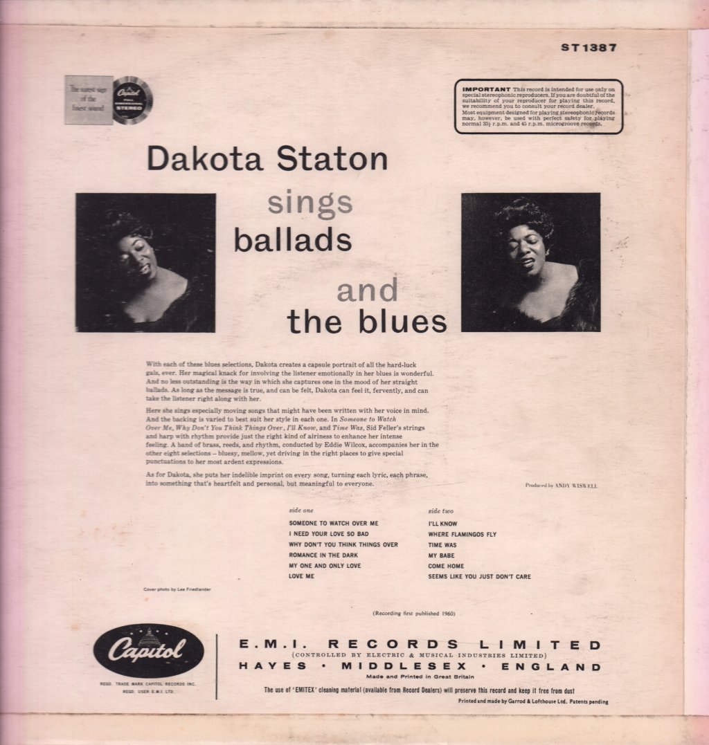 Dakota Staton - Sings Ballads And The Blues - Lp