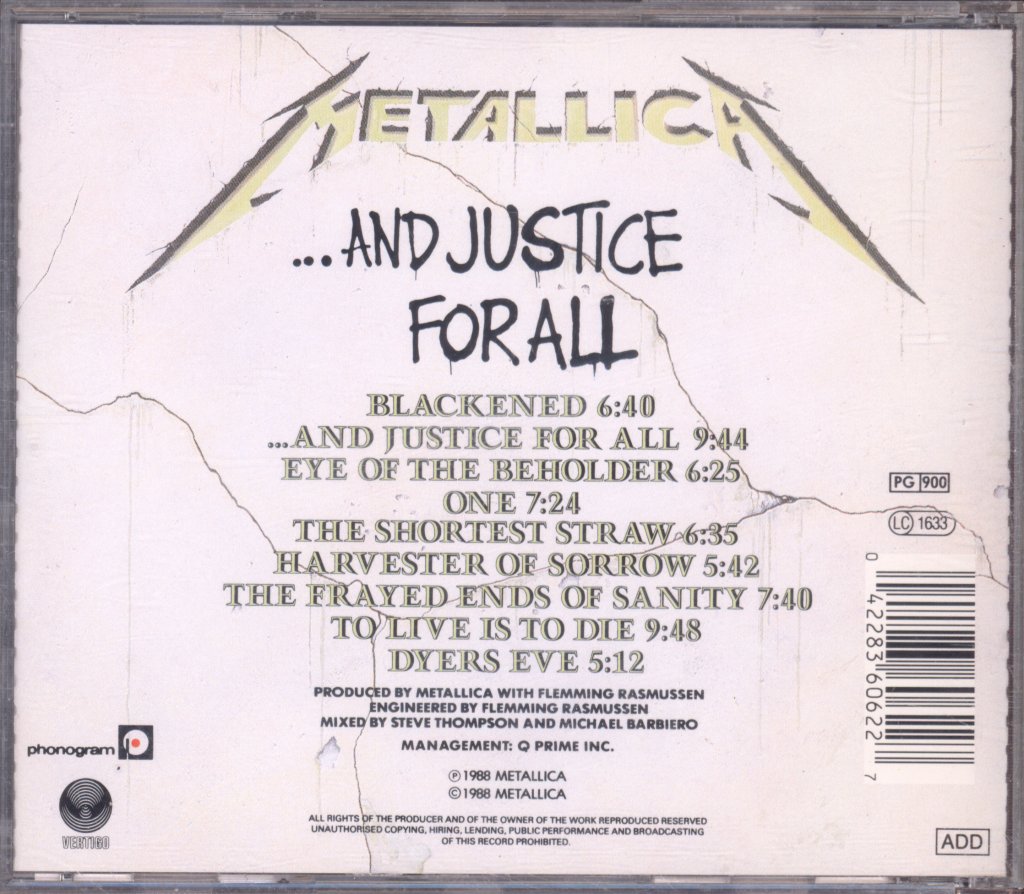 Metallica - ...And Justice For All - Cd