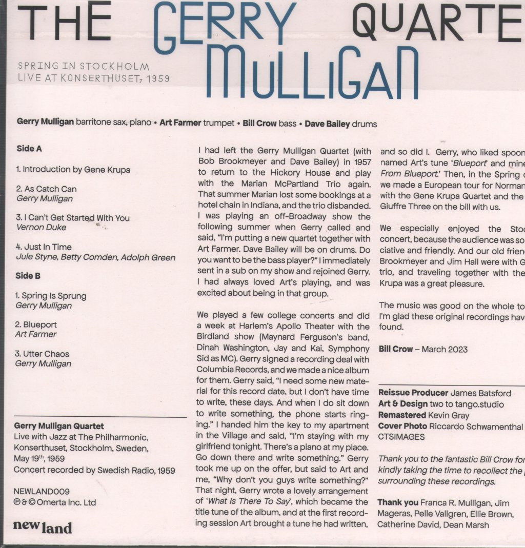 Gerry Mulligan - Spring In Stockholm: Live In Sweden, 1959 - Lp