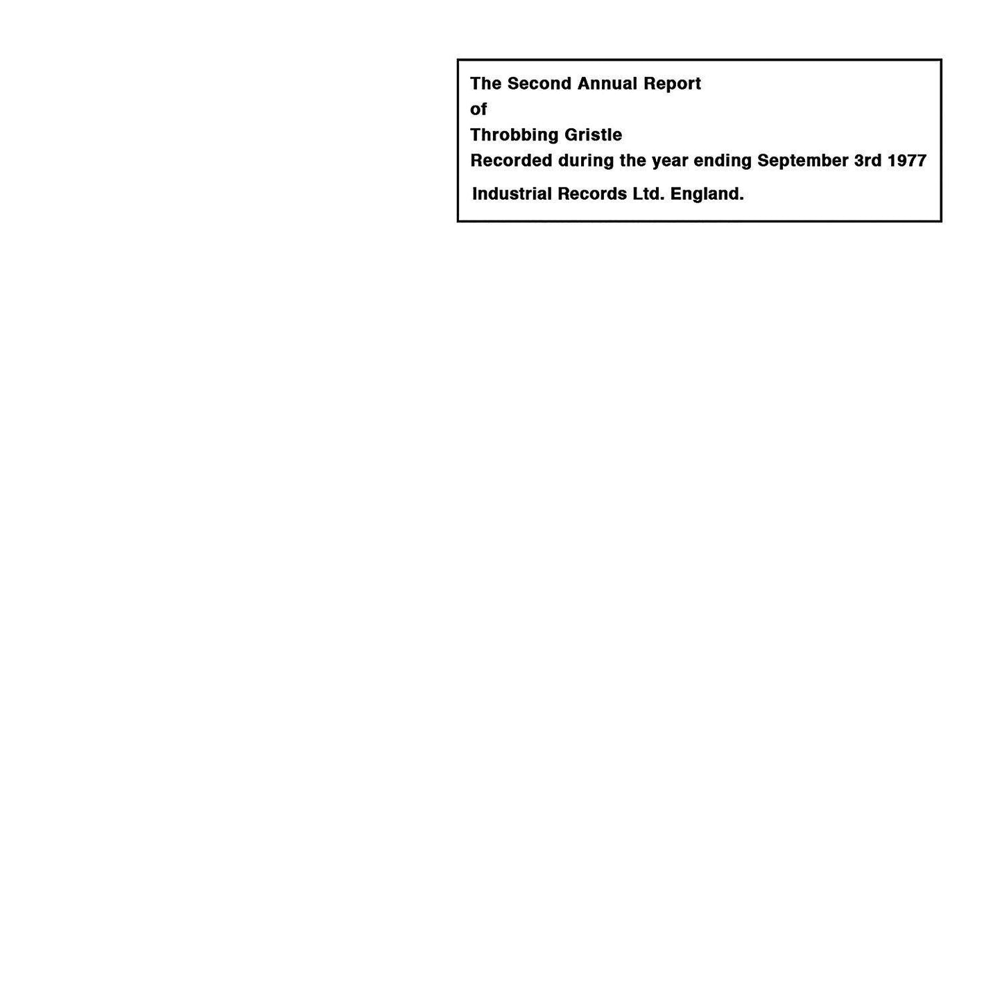 Throbbing Gristle - Second Annual Report of Throbbing Gristle - Double Cd