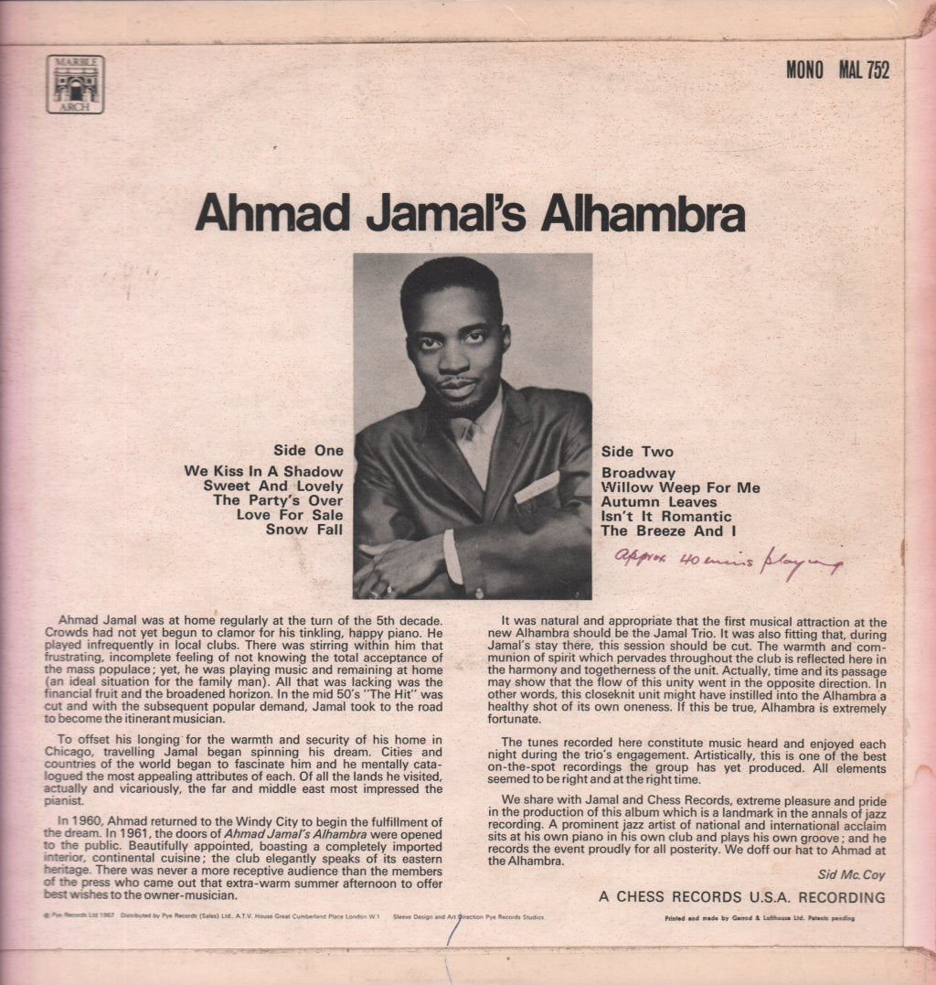 Ahmad Jamal - Ahmad Jamal's Alhambra - Lp