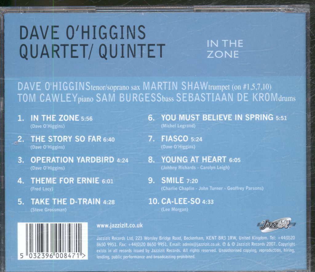 Dave O'Higgins Quartet / Quintet - In The Zone - Cd