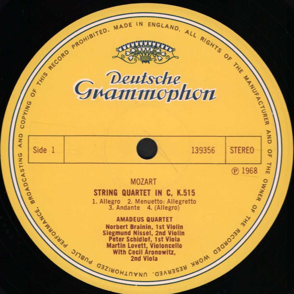 Amadeus-Quartett / Cecil Aronowitz / William Pleeth - Mozart - Streichquintette C-Dur KV 515 & C-Moll KV 406 (516b) - Lp