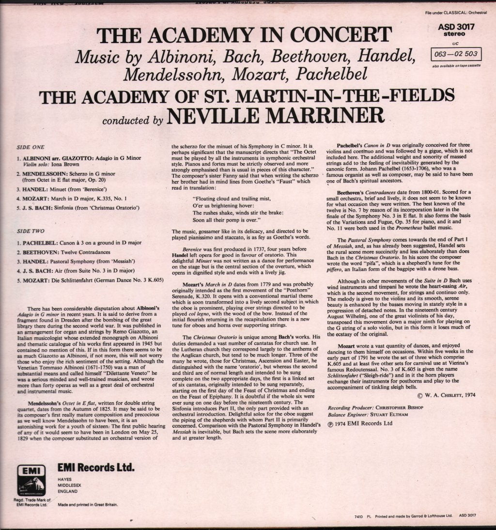 Neville Marriner / Academy Of St.Martin-In-The-Fields - Academy In Concert - Lp