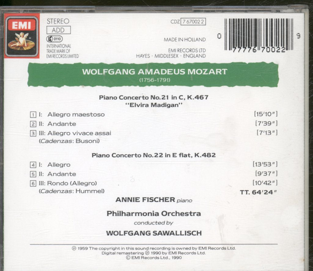 Annie Fischer, Wolfgang Sawallisch - Mozart - Piano Concerto No. 21 & 22 - Cd