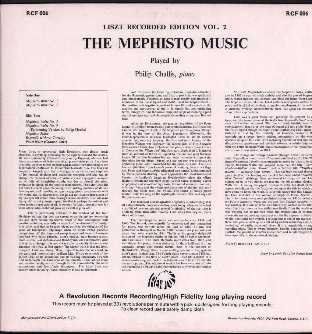 Philip Challis - Franz Liszt - Mephisto Music - Lp