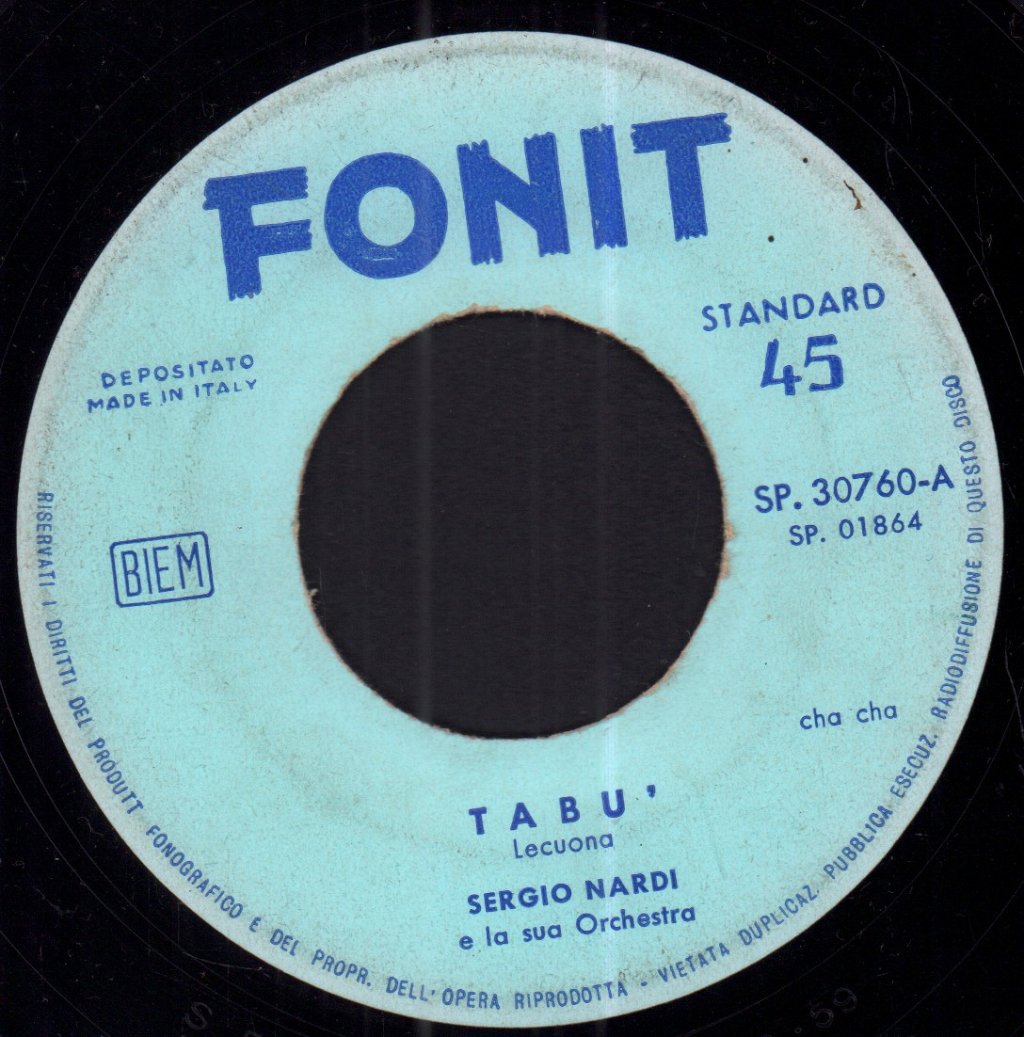 Sergio Nardi - Tabu' - 7 Inch