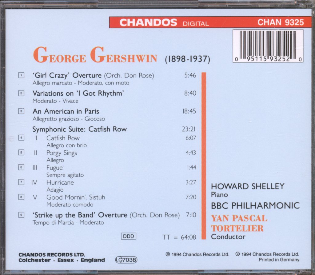 BBC Philharmonic, Howard Shelley, Yan Pascal Tortelier - Gershwin: An American In Paris Etc. - Cd