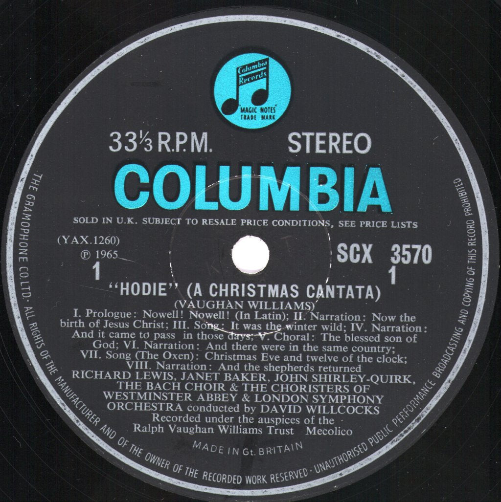 Janet Baker / Richard Lewis / John Shirley-Quirk / David Willcocks - Vaughan Williams - Hodie - A Christmas Cantata - Lp