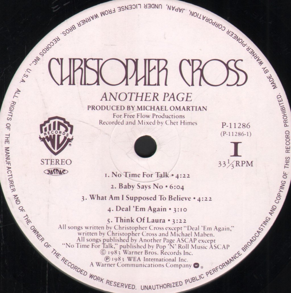 Christopher Cross - Another Page - Lp